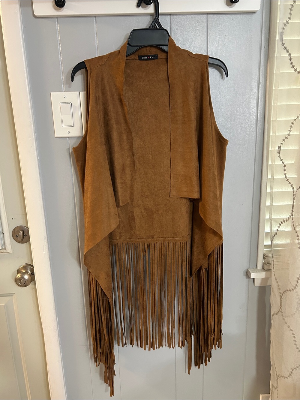Women’s Ellie Kate Faux Suede Fringe Vest Western Boho Size L